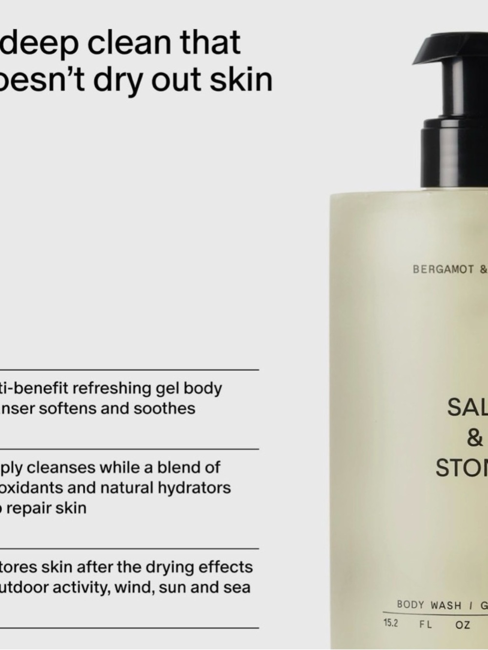 Salt & Stone Bergamot & Hinoki Body Wash 15.2 oz - Picture 4 of 4